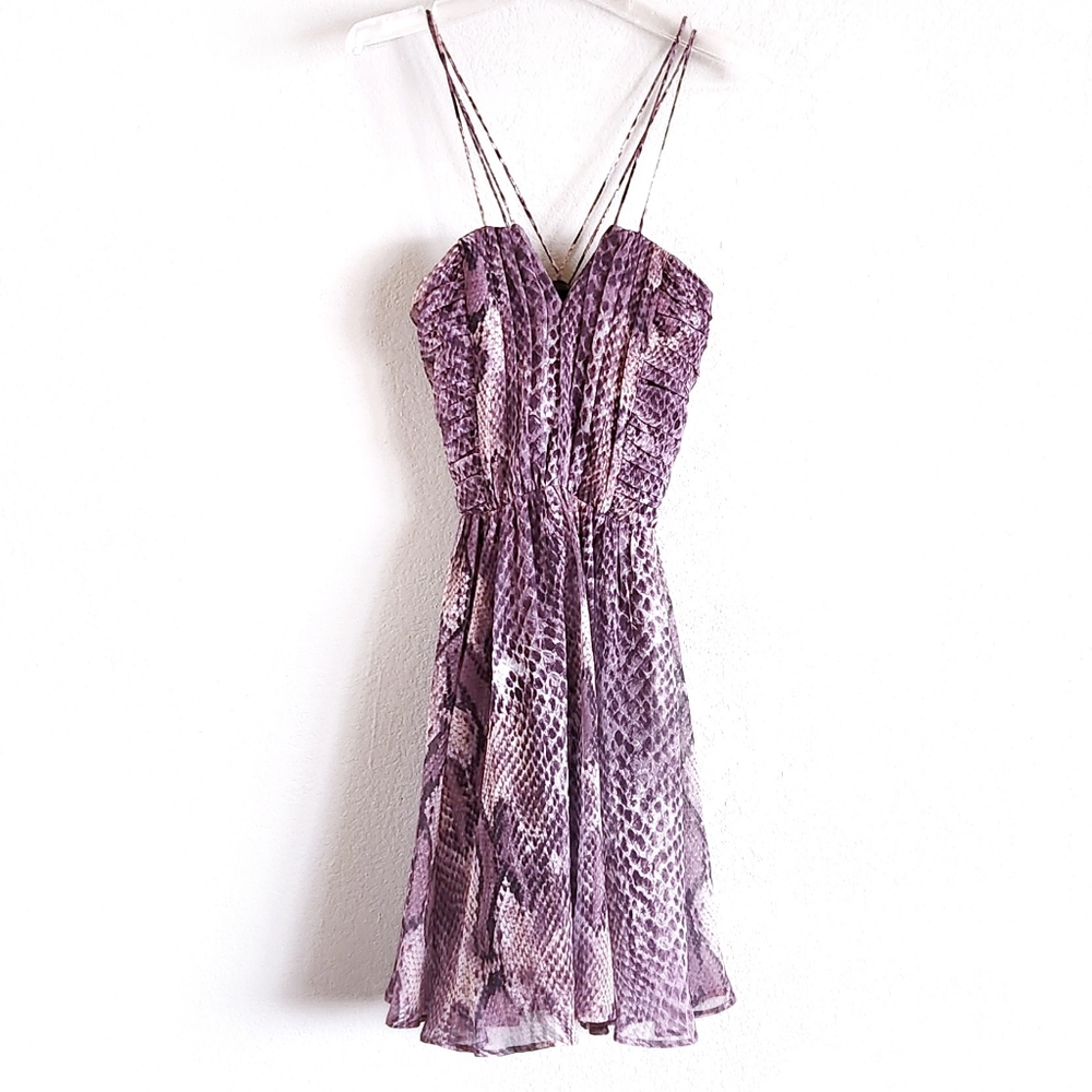 W118 by Walter Baker Purple Snake-Print Spaghetti Strap Dress